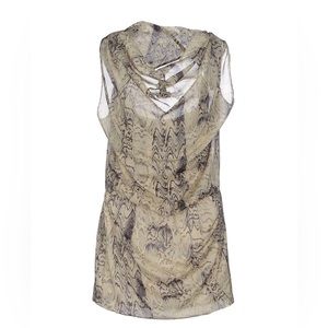 IRO silk dress gray, white, celery abstract snake print, size 0
